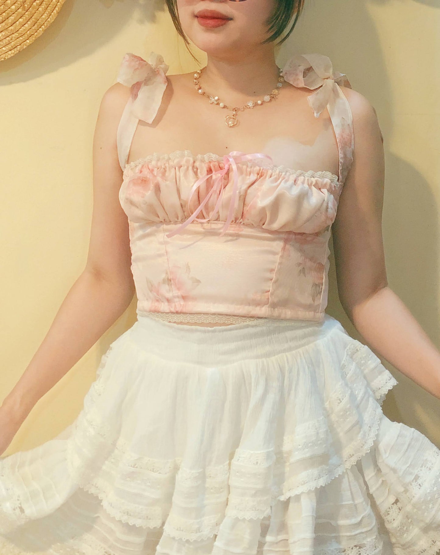 Dainty Rose Milkmaid Handmade Top