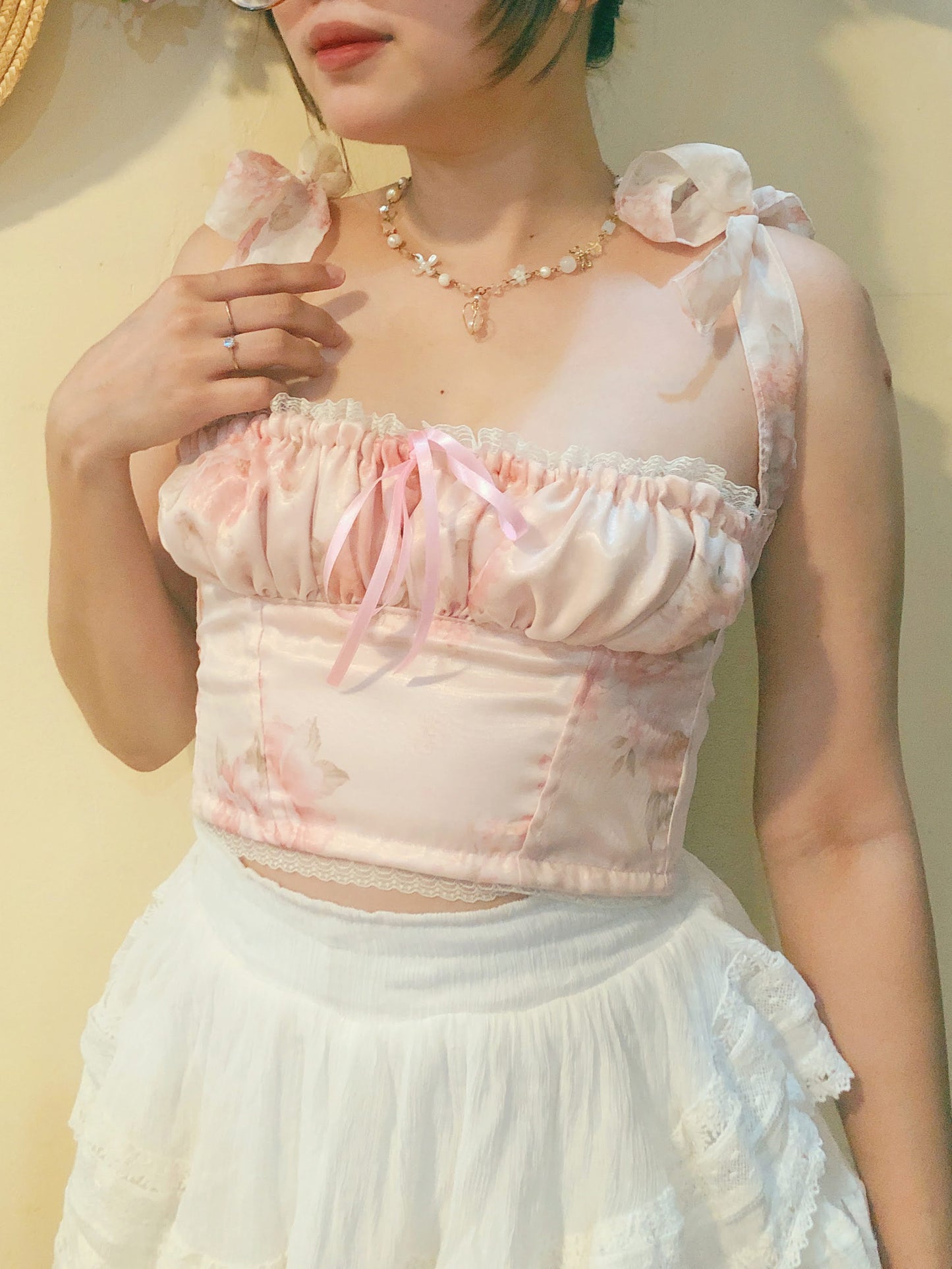 Dainty Rose Milkmaid Handmade Top