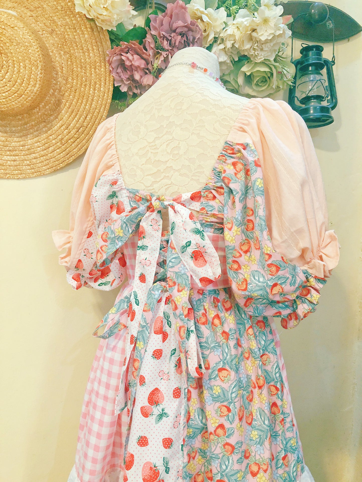 Strawberry Cream Mix Handmade Dress