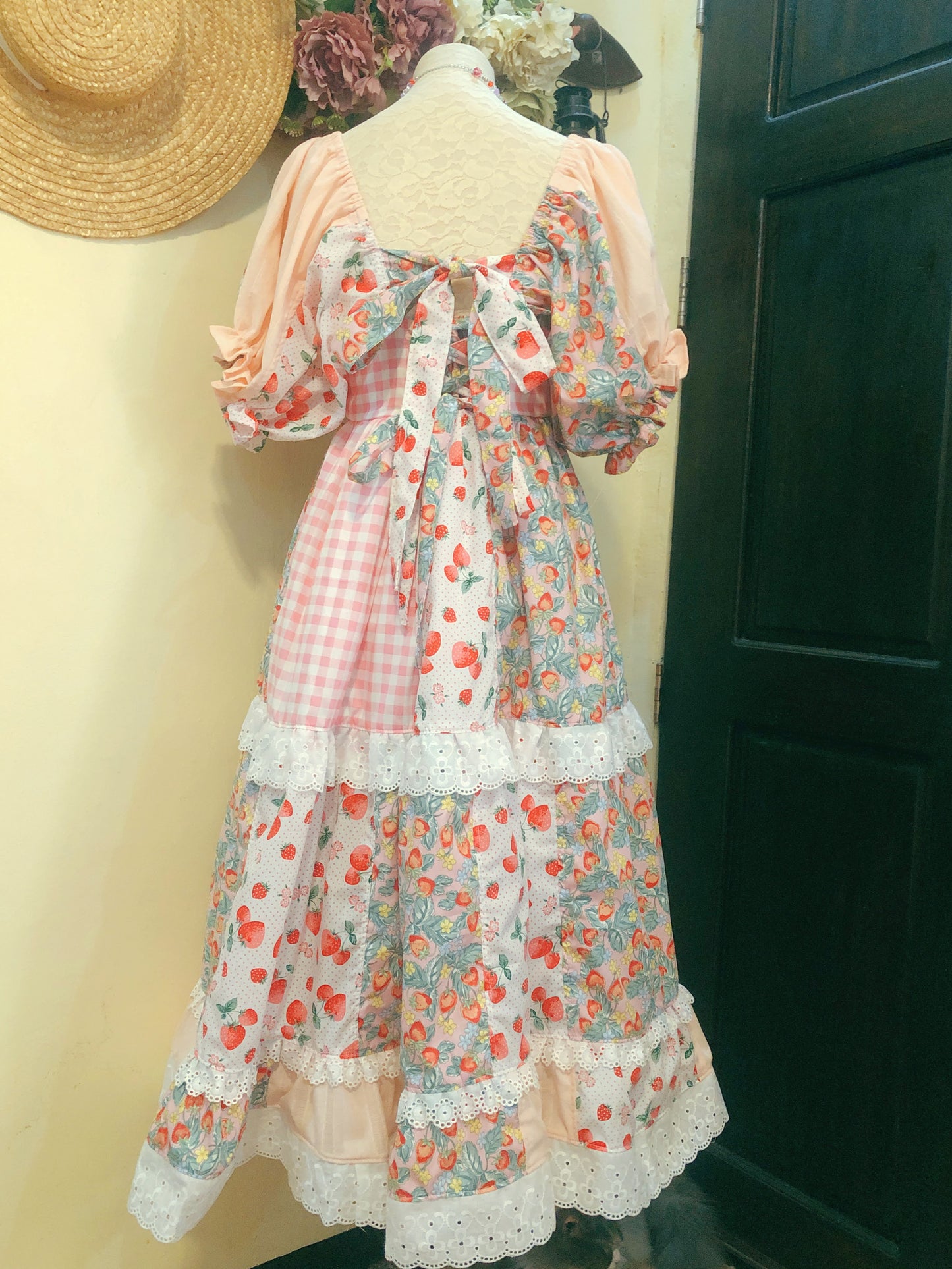 Strawberry Cream Mix Handmade Dress