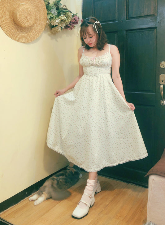 Flower Buds Milkmaid Handmade Dress