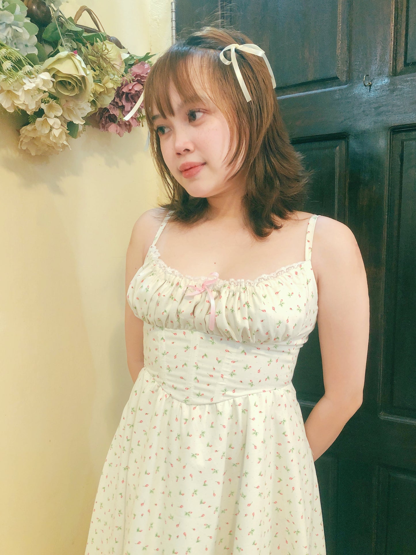 Flower Buds Milkmaid Handmade Dress