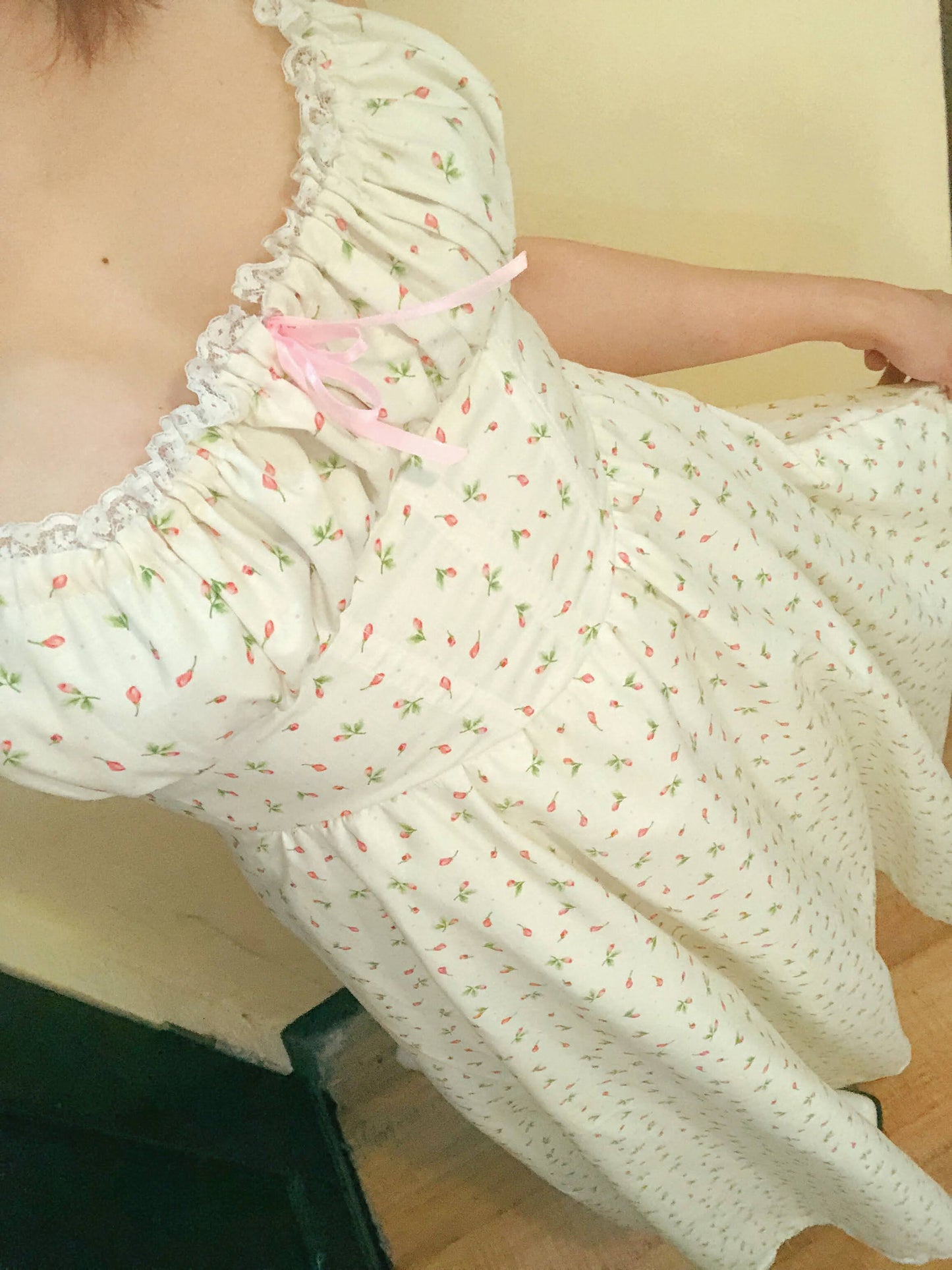 Flower Buds Milkmaid Handmade Dress