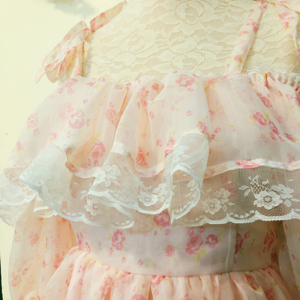 Princess Pink Rose Off shoulder Handmade Dress