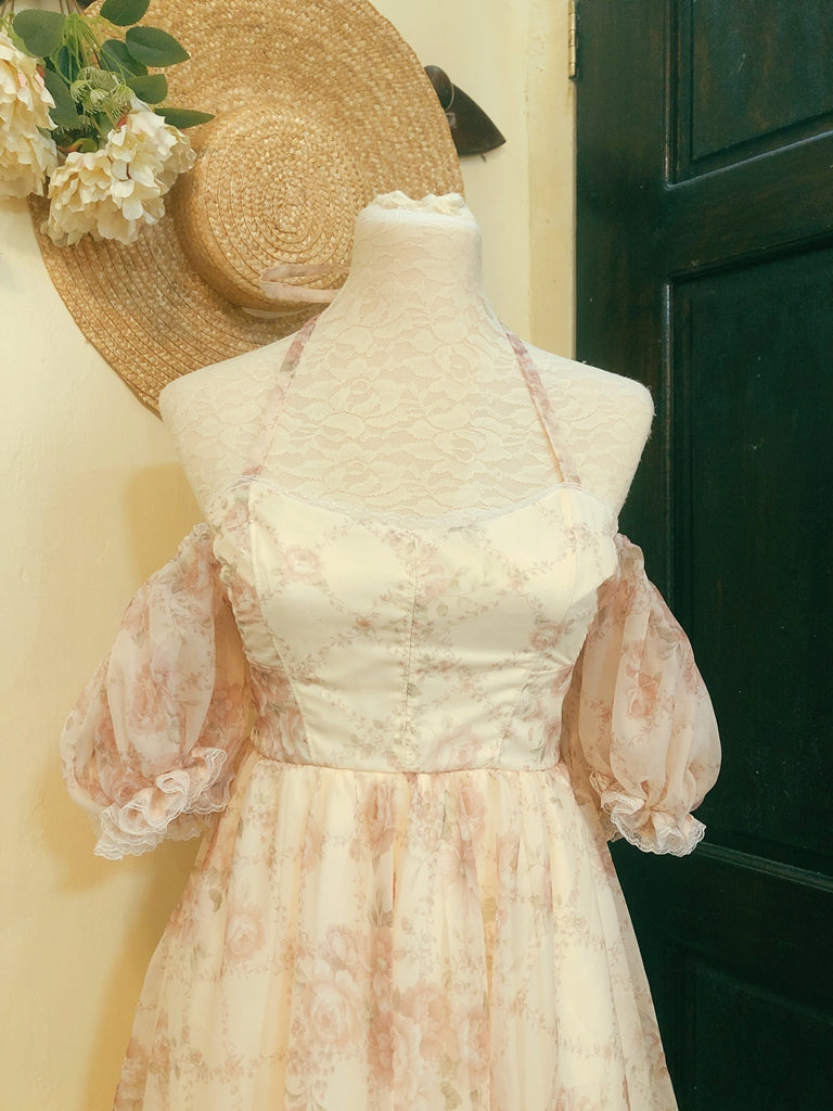 Elegant Rose Off shoulder Handmade Long Dress