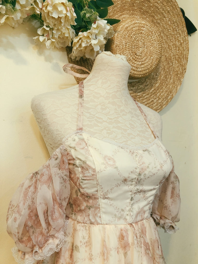 Elegant Rose Off shoulder Handmade Long Dress