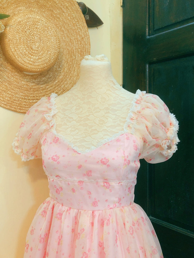 Pink Rose Garden Handmade Dress