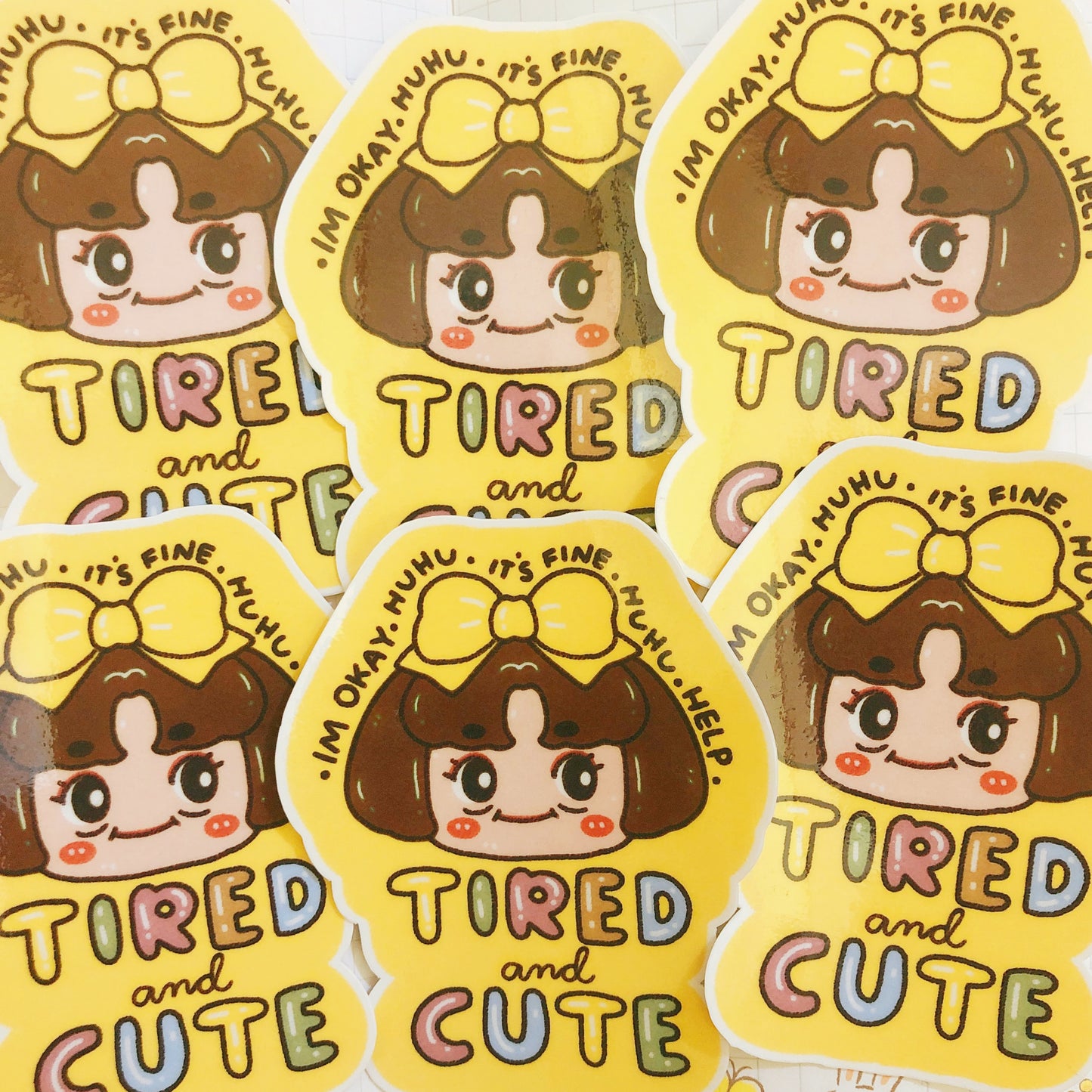 Tired and Cute -  Vinyl Sticker