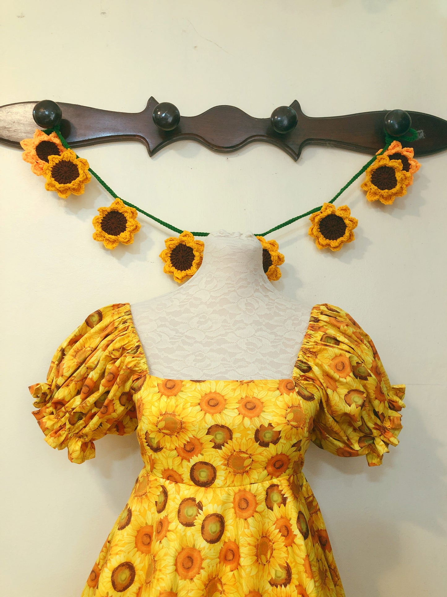 Sunflower Mini Puff Handmade Dress