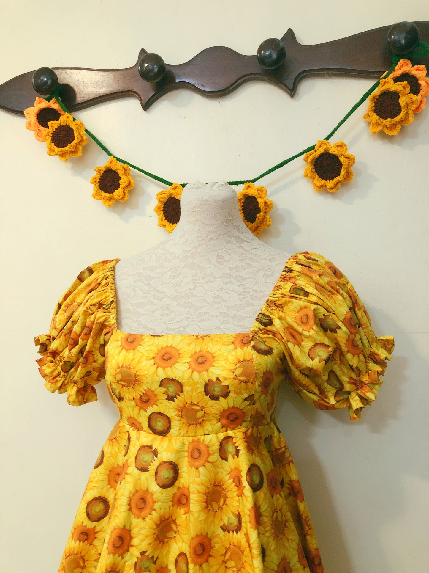 Sunflower Mini Puff Handmade Dress