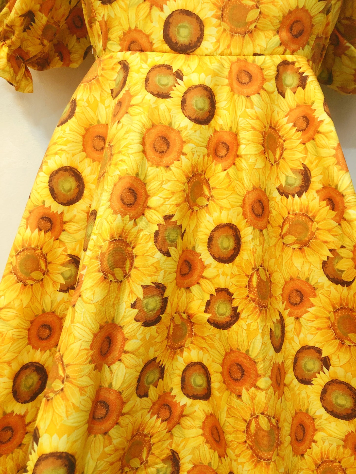 Sunflower Mini Puff Handmade Dress