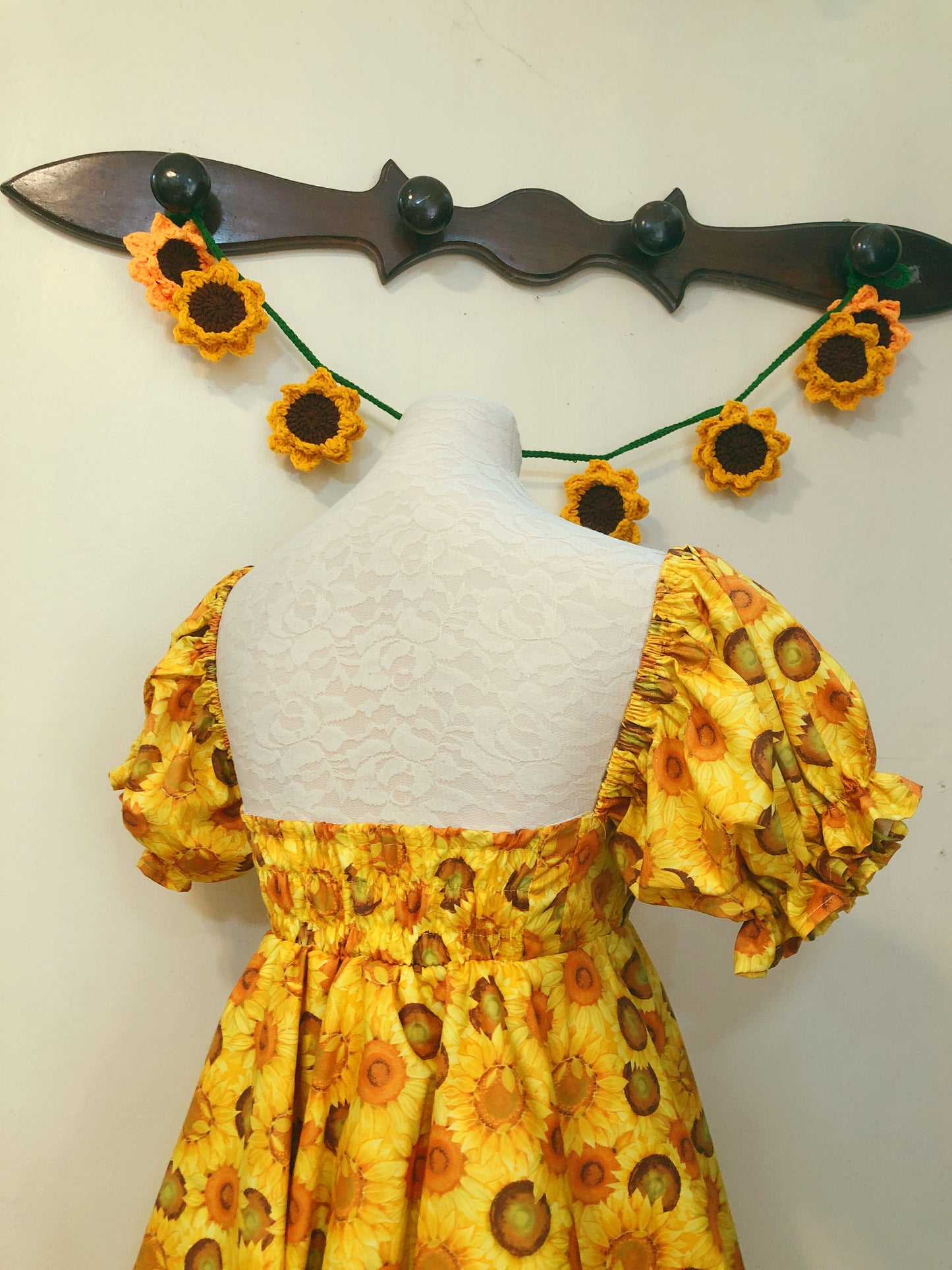 Sunflower Mini Puff Handmade Dress