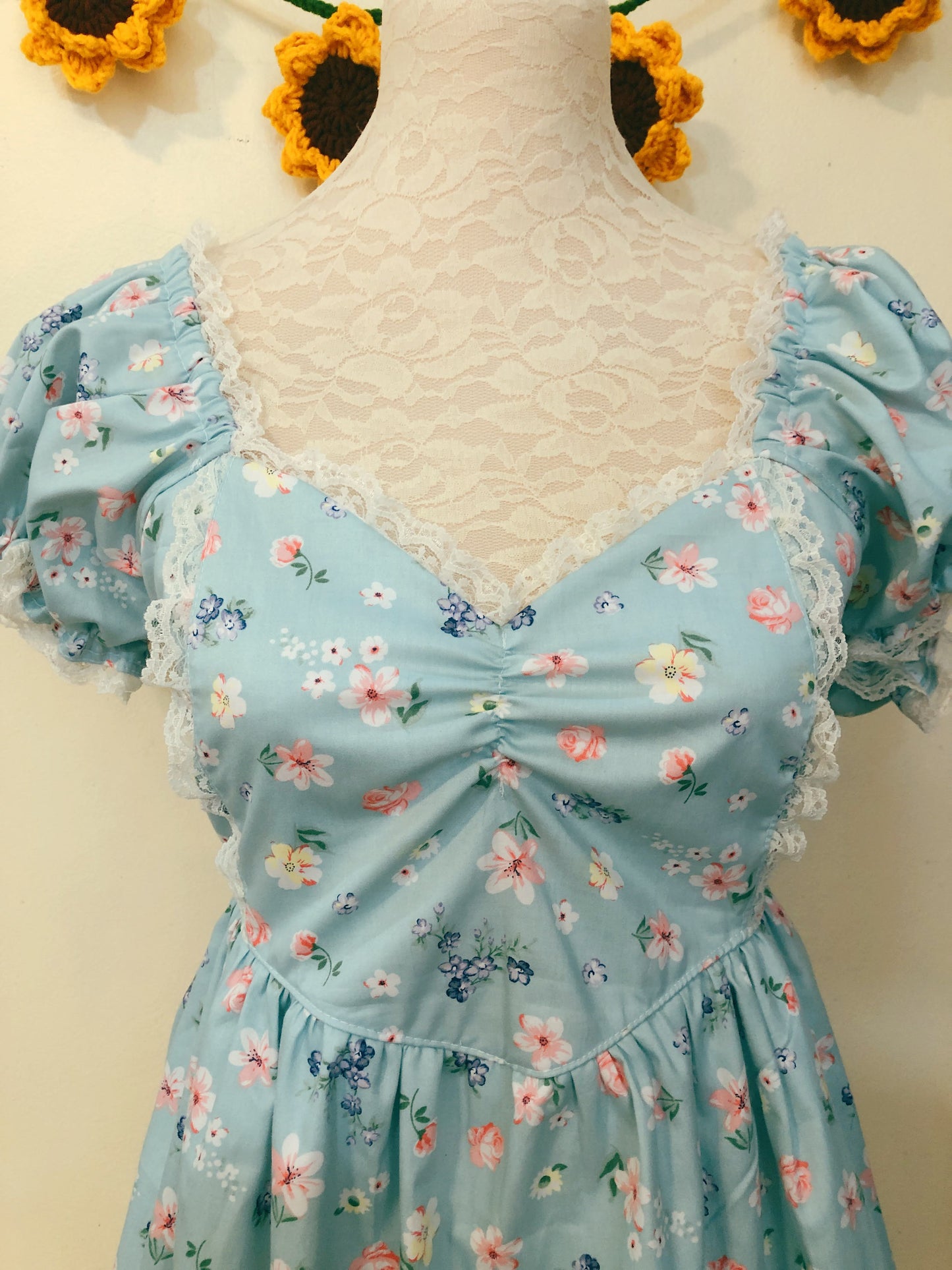 Princess Mint Floral Handmade Dress