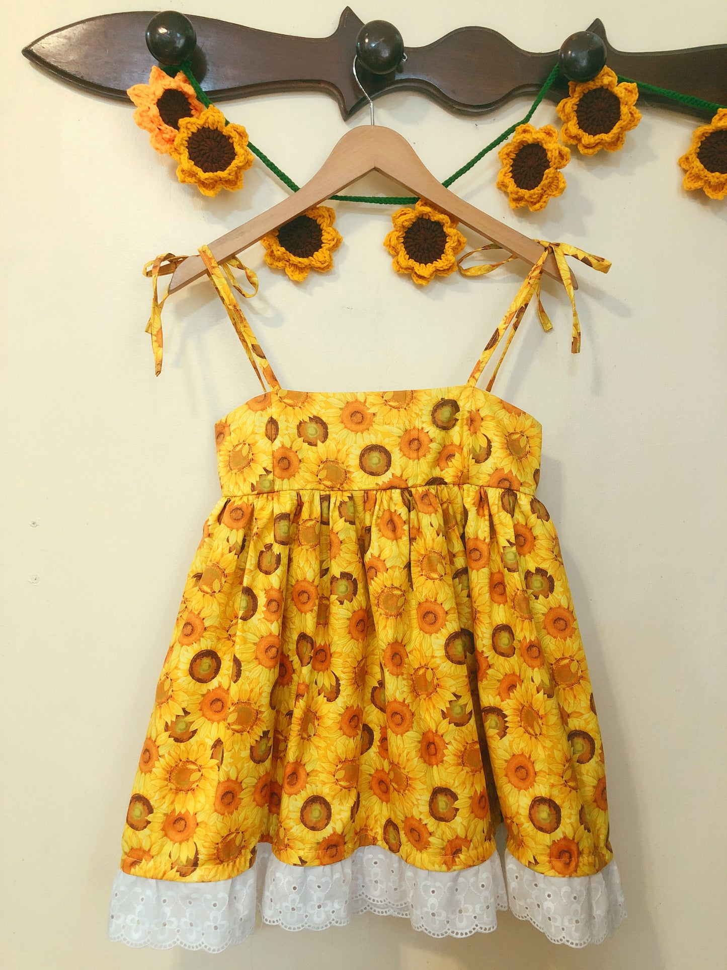 Cute Sunflower Ribbon Handmade Dress