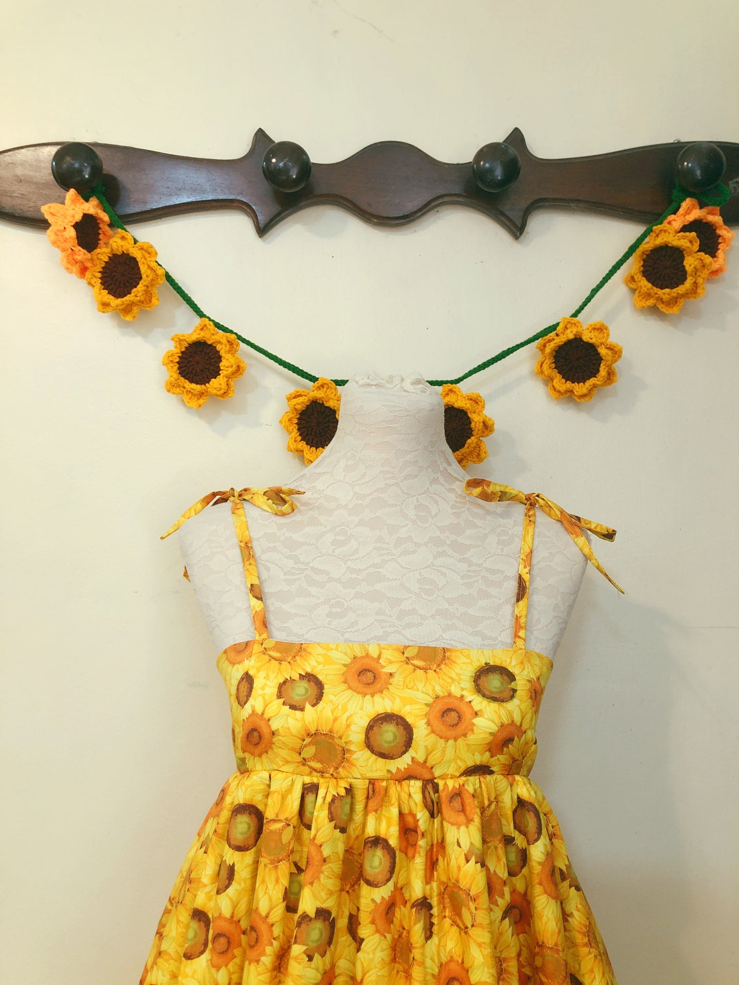 Cute Sunflower Ribbon Handmade Dress