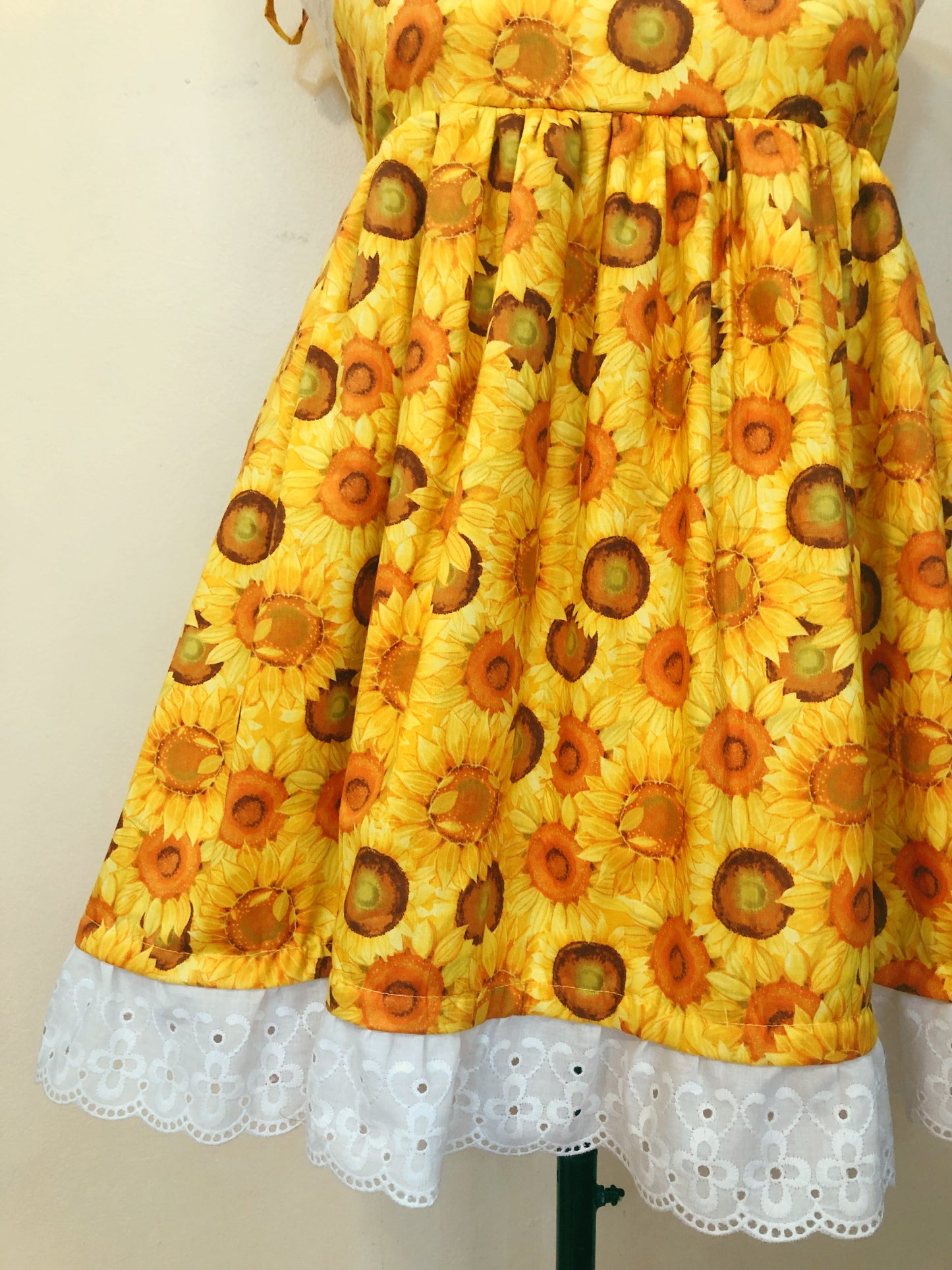 Cute Sunflower Ribbon Handmade Dress