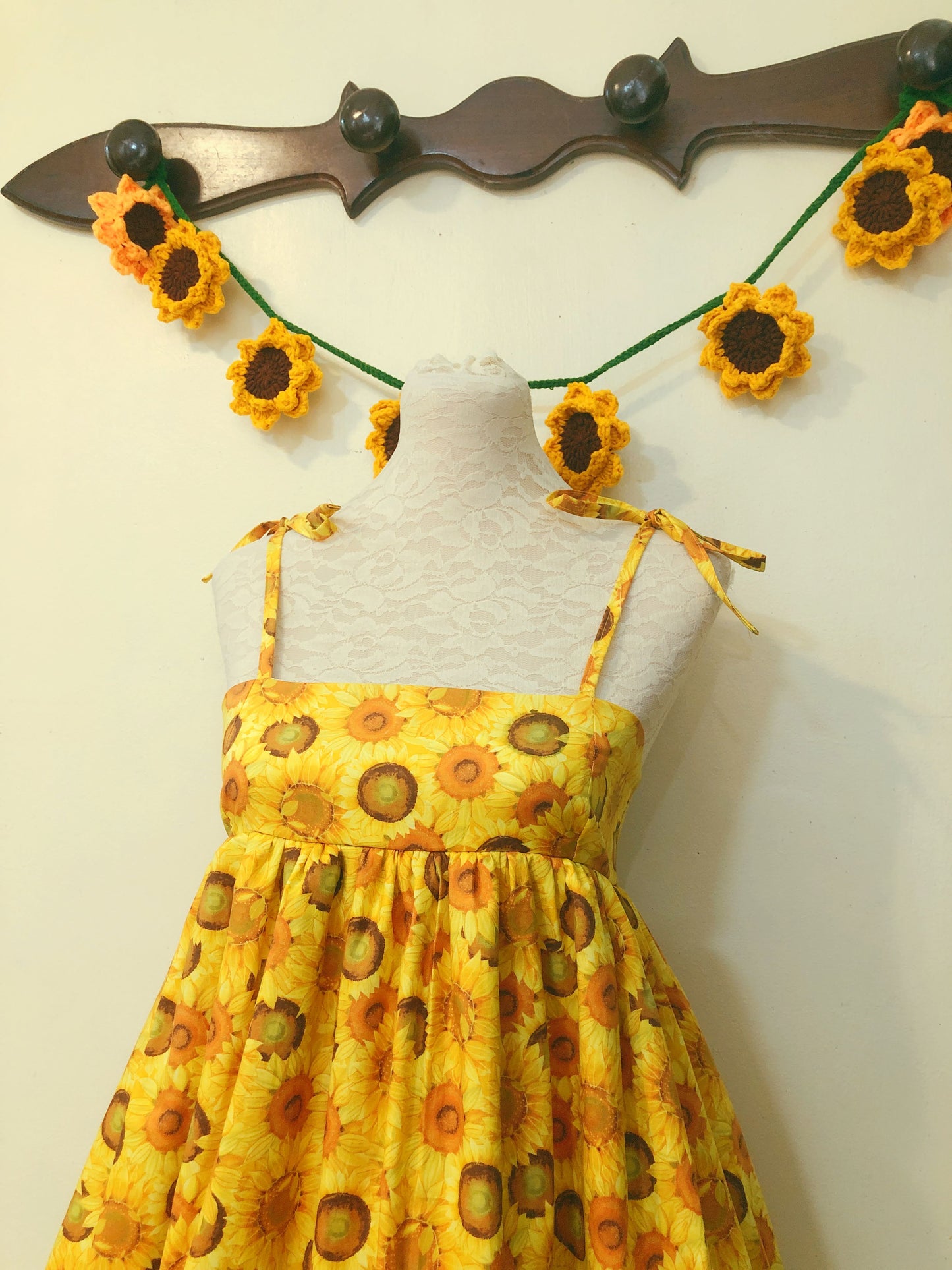 Cute Sunflower Ribbon Handmade Dress