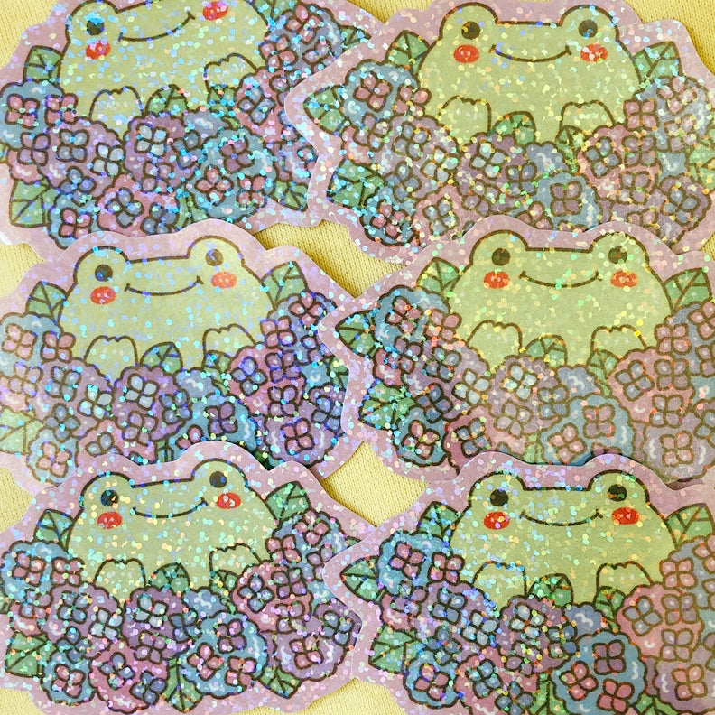 Hydrangea Frog - Vinyl Sticker