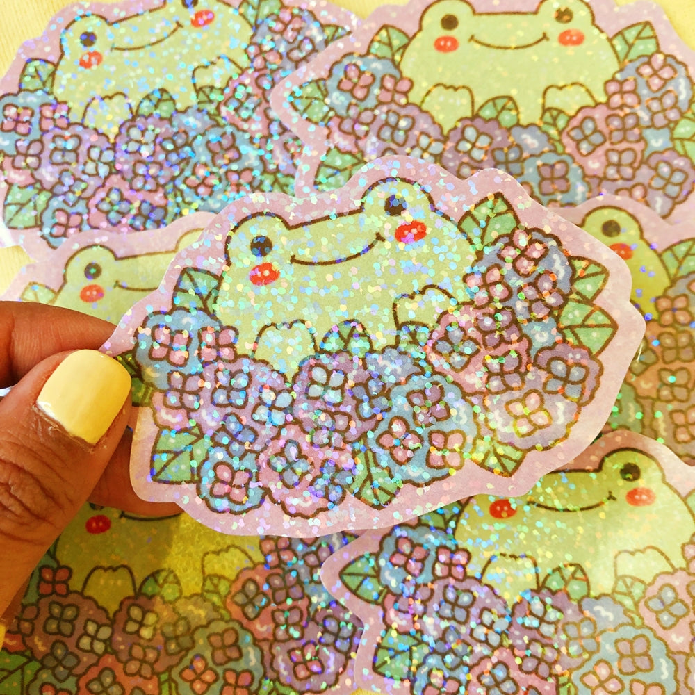 Hydrangea Frog - Vinyl Sticker