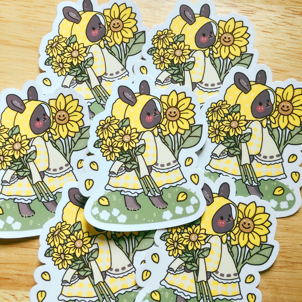 Sunflower Bunny - Vinyl Sticker