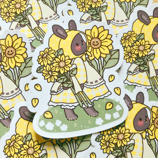 Sunflower Bunny - Vinyl Sticker