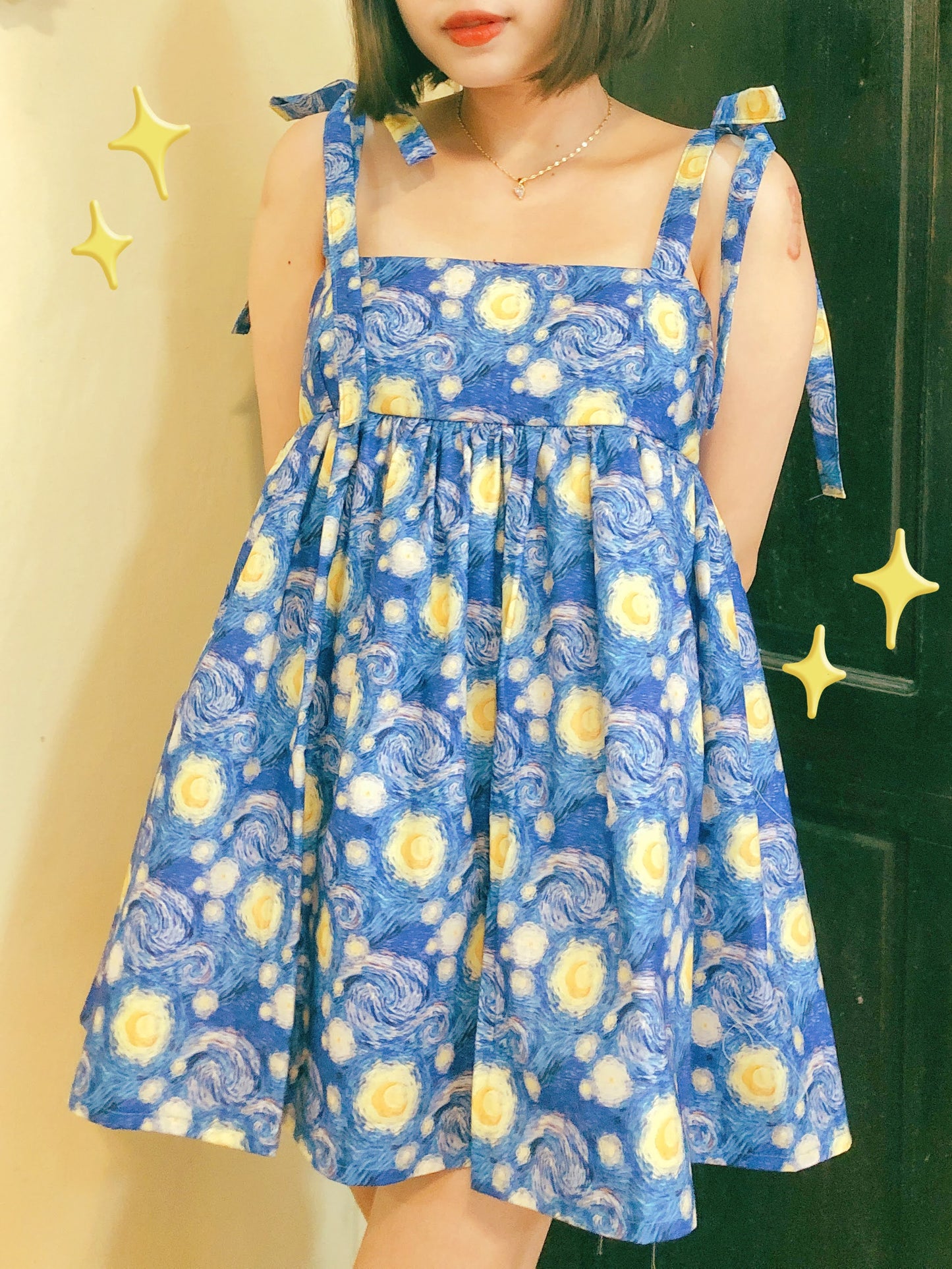 Starry Night Ribbon Handmade Dress