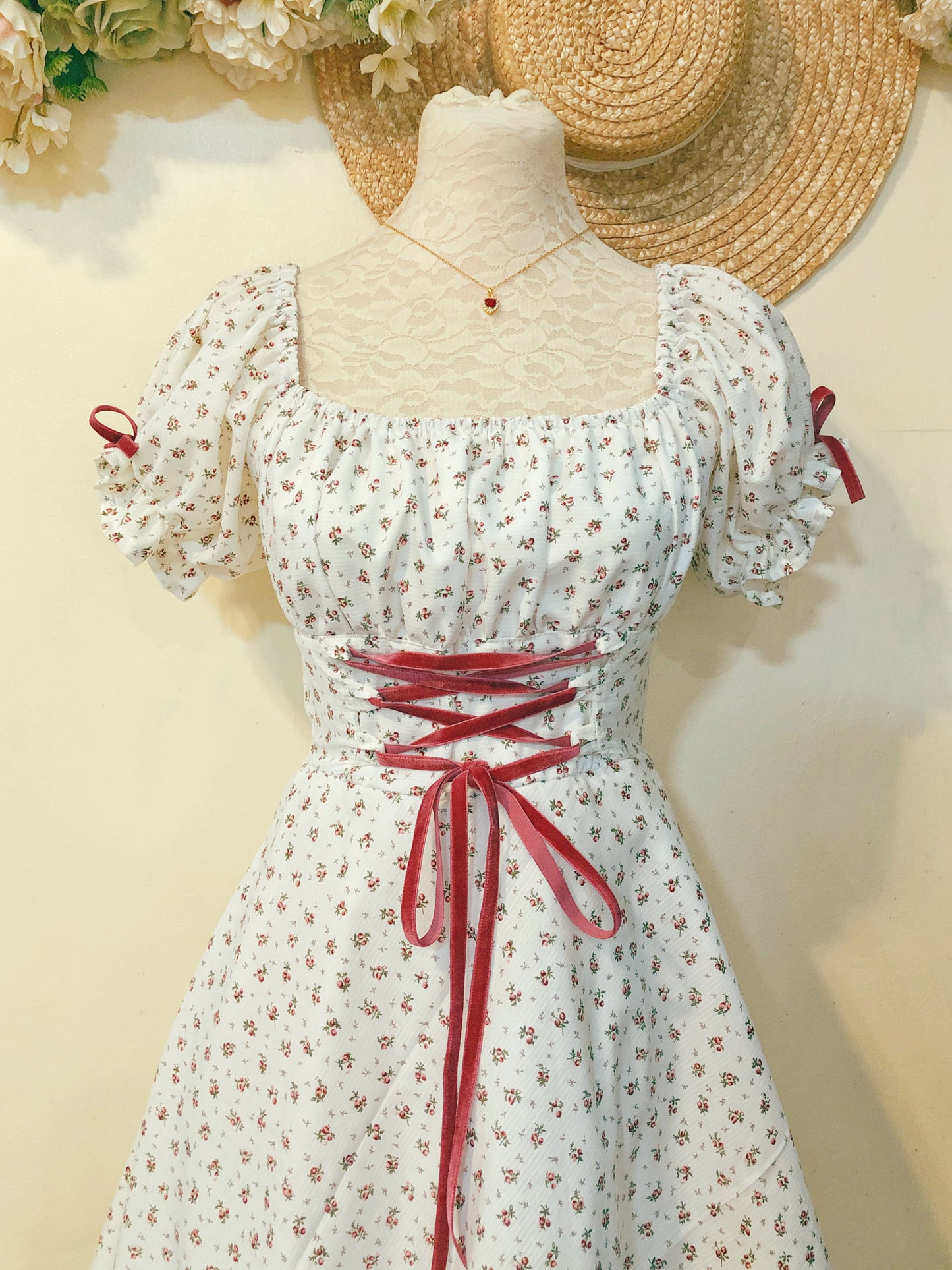 Romantic Dainty Milkmaid Handmade Dress