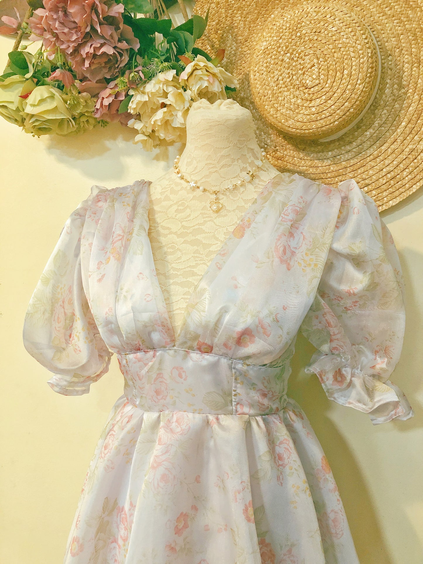 Pretty White Rose Handmade Dress