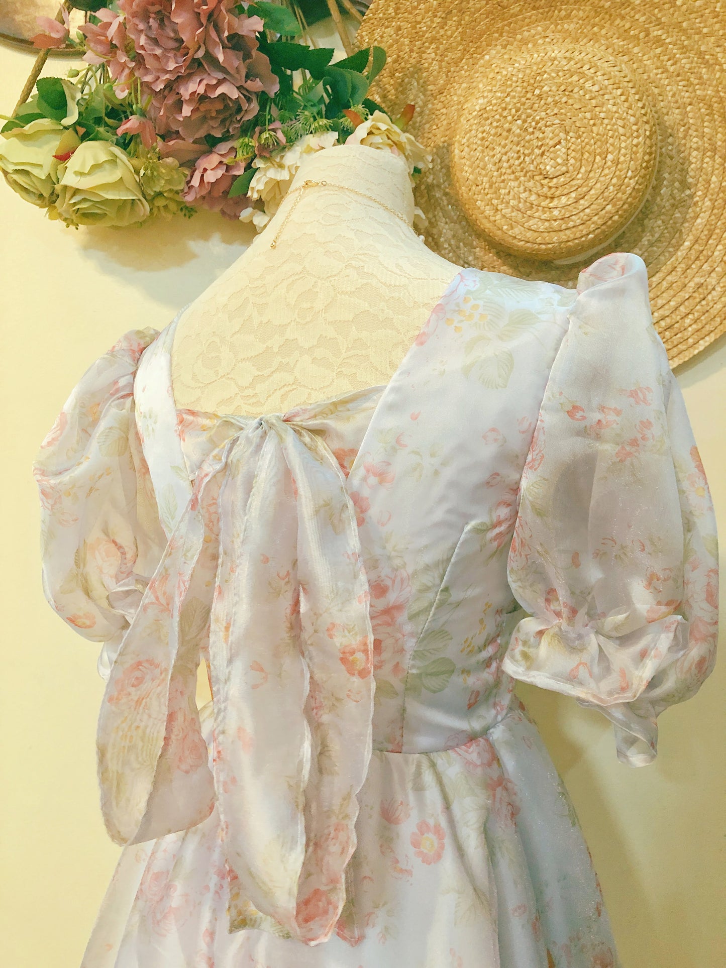 Pretty White Rose Handmade Dress