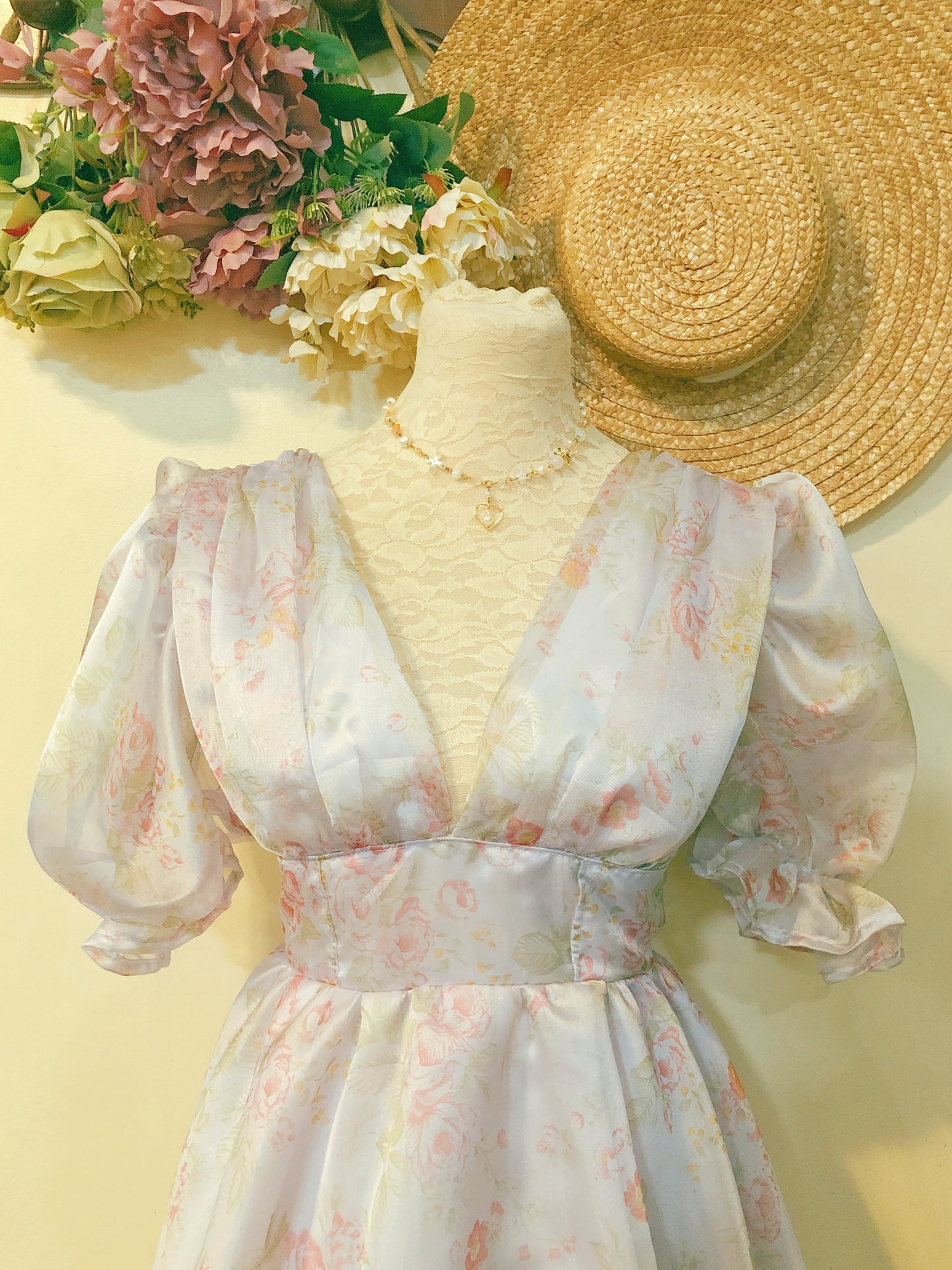 Pretty White Rose Handmade Dress