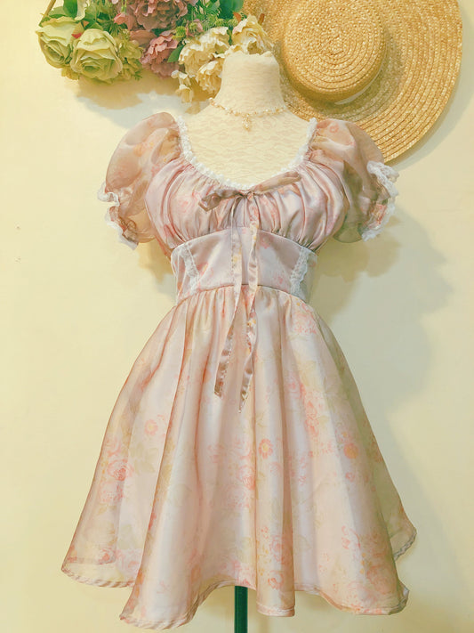 Spring Rose Milkmaid Handmade Dress