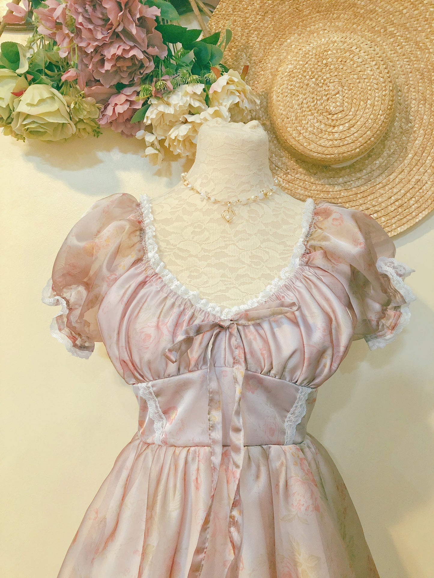 Spring Rose Milkmaid Handmade Dress