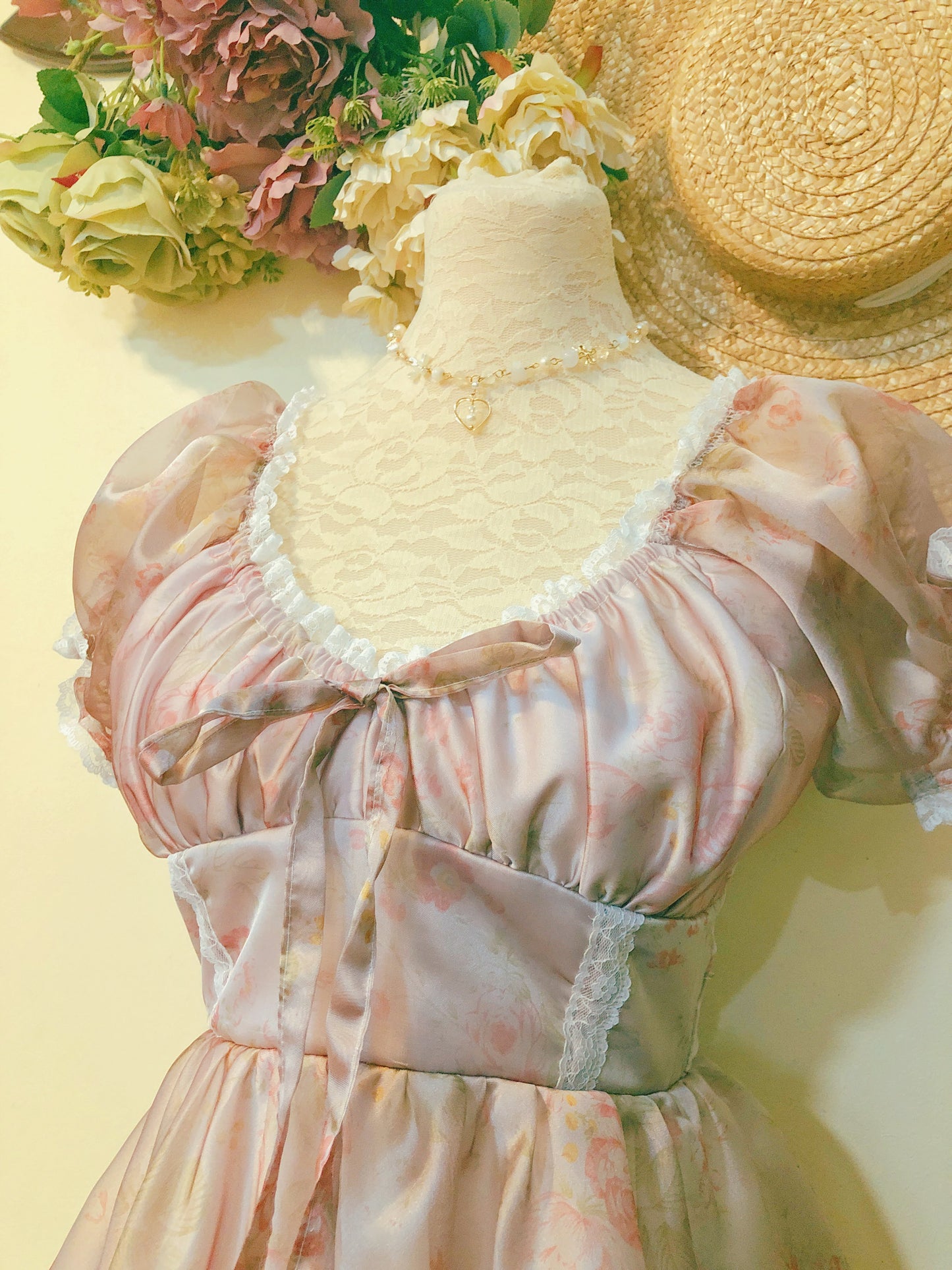 Spring Rose Milkmaid Handmade Dress