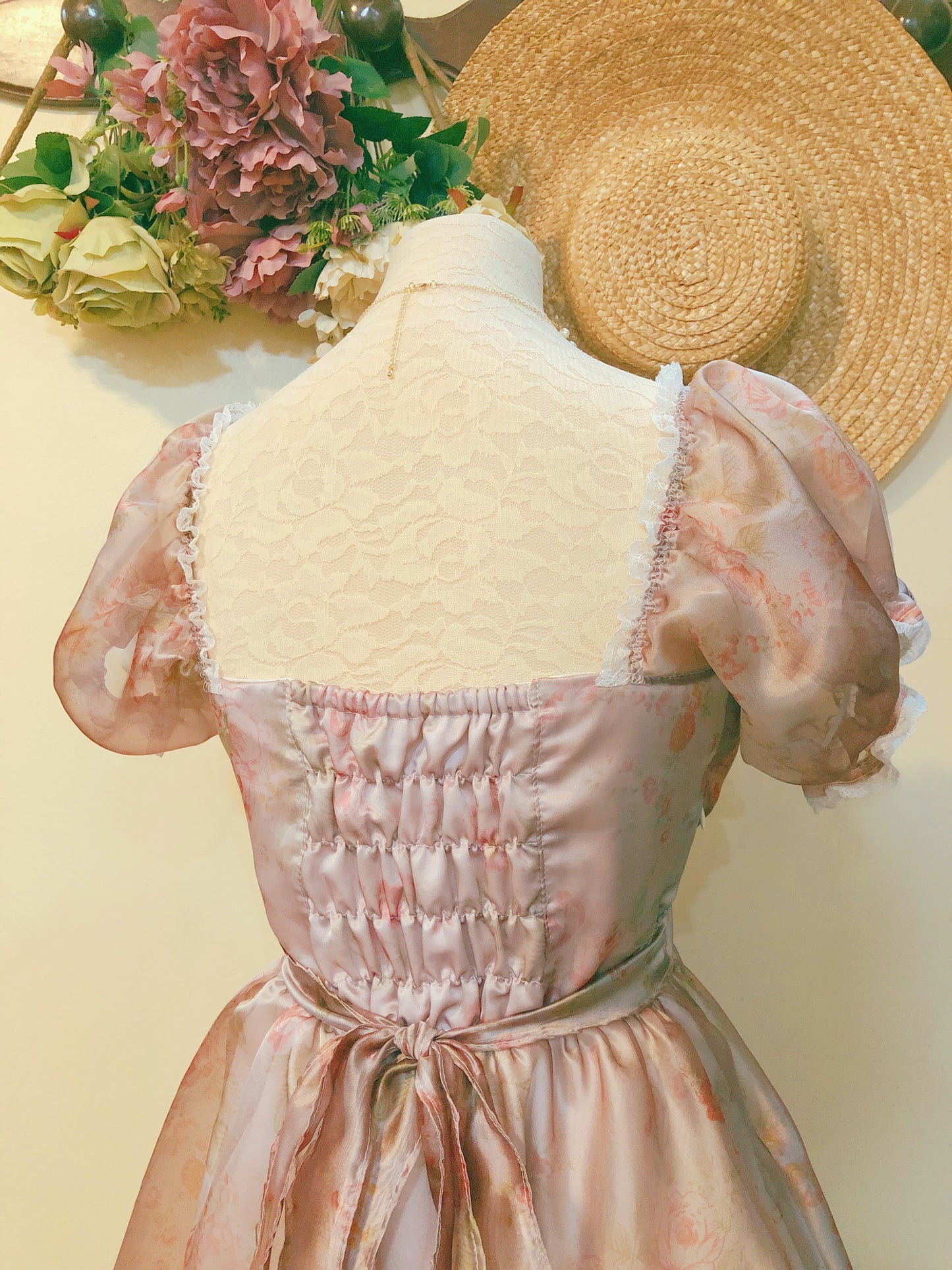 Spring Rose Milkmaid Handmade Dress