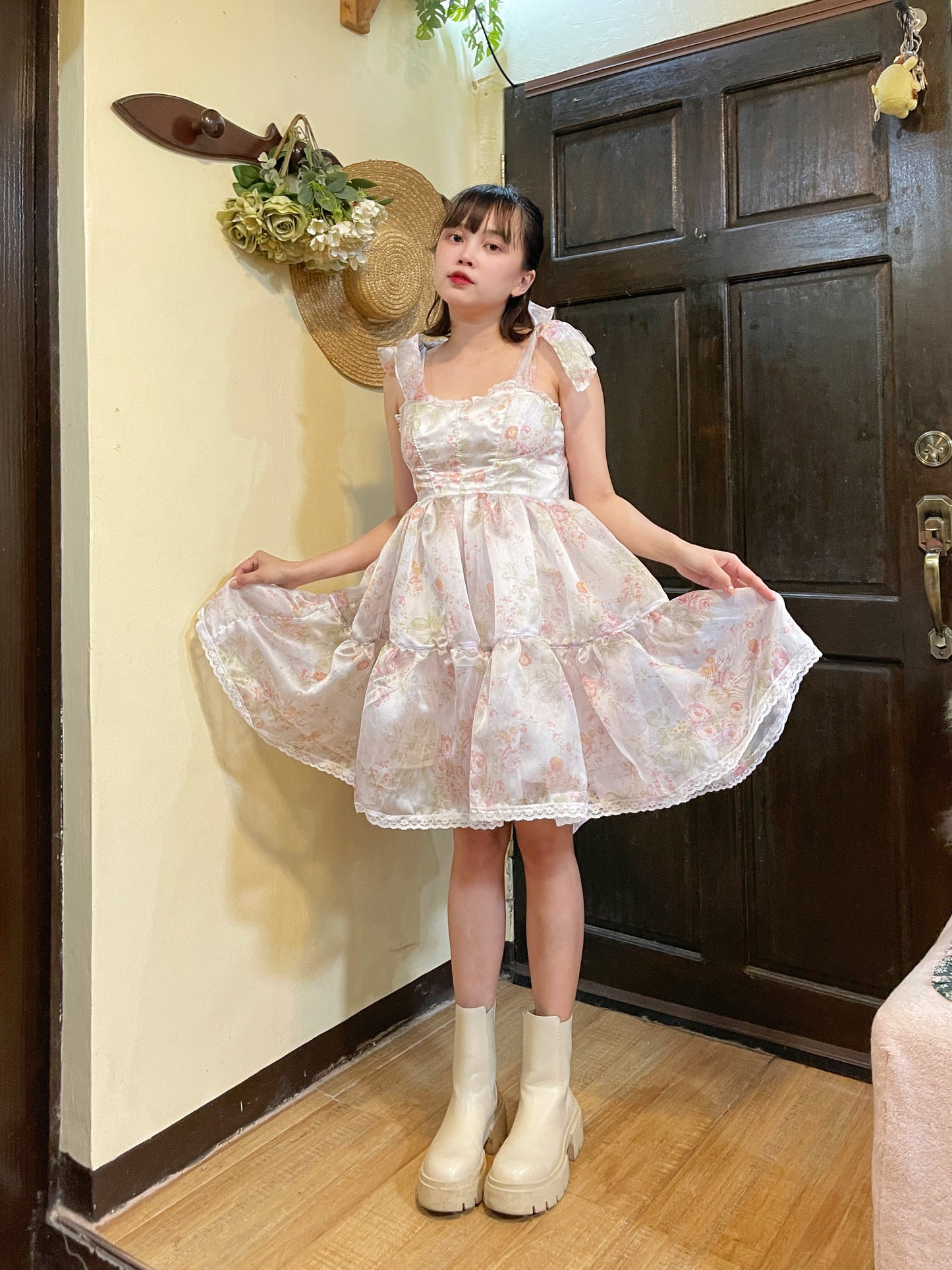 White Ribbon Spring Handmade Dress