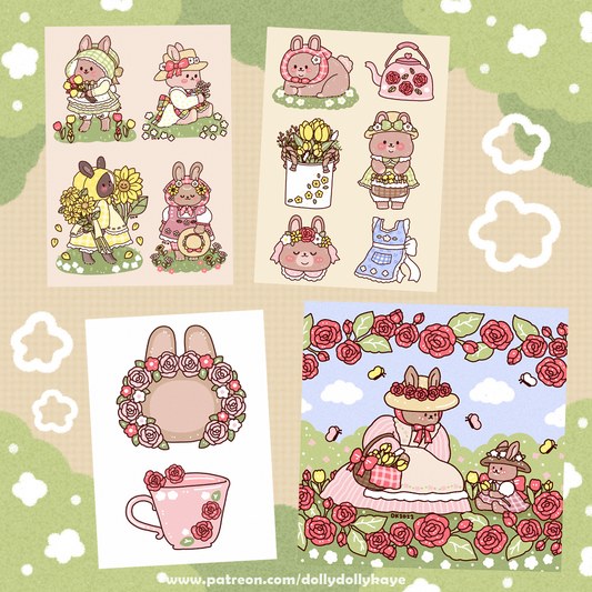 Cottagecore Bunnies Sticker Set