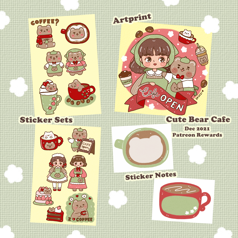 Bear Cafe Sticker Set