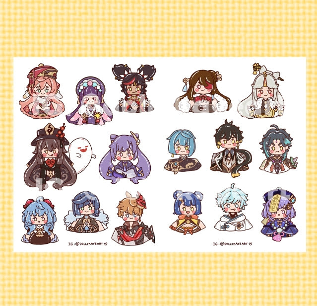 Genshin Impact Liyue Characters Fanart Sticker Sheet