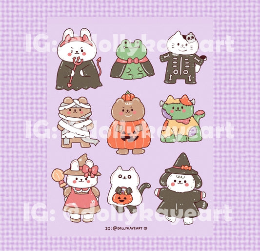 Halloween Cute Costumes Sticker Sheet