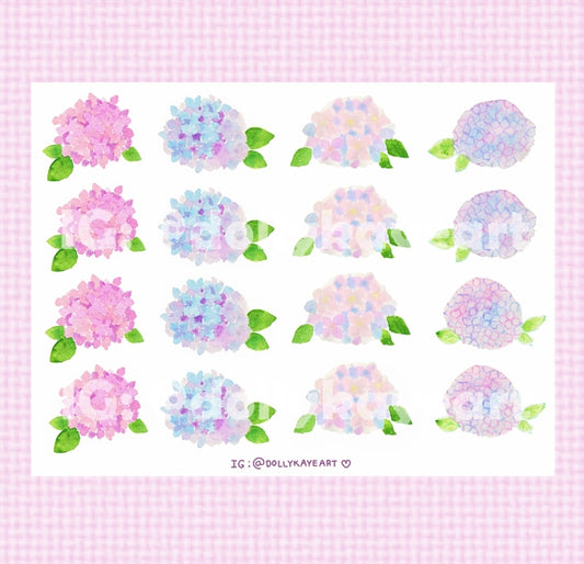 Hydrangea Watercolor Sticker Sheet