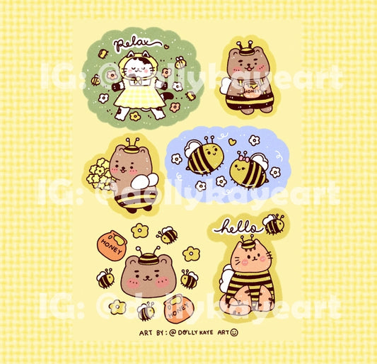 Cute Bees Sticker Sheet