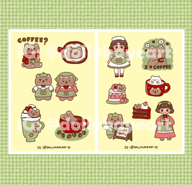 Bear Cafe Sticker Sheets (Set of 2)