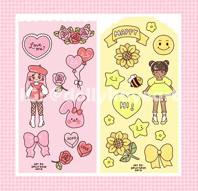 Cute Girls Sticker Sheets