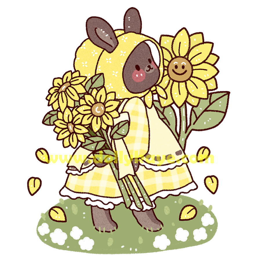 Sunflower Bunny - Vinyl Sticker