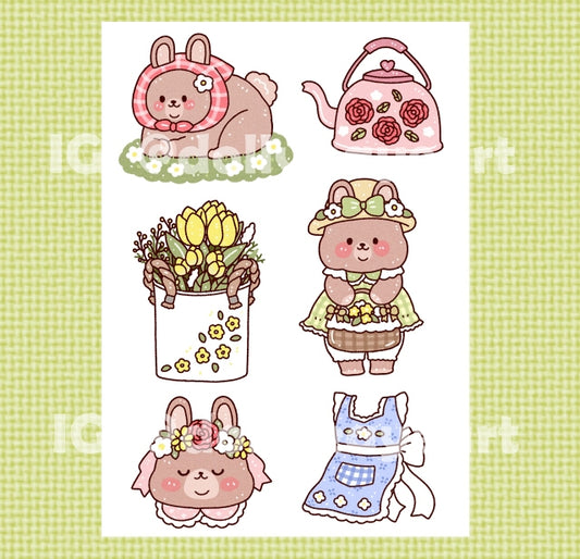 Cottagecore Bunnies Sticker Sheet