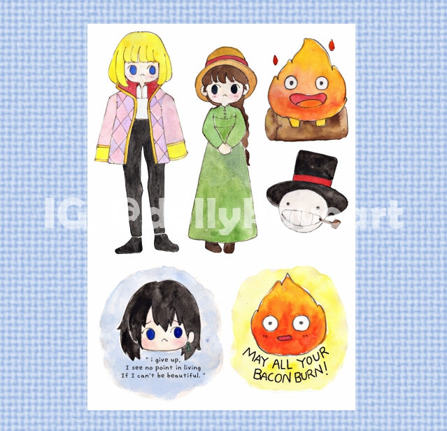 Howl's Moving Castle Fanart Sticker Sheet