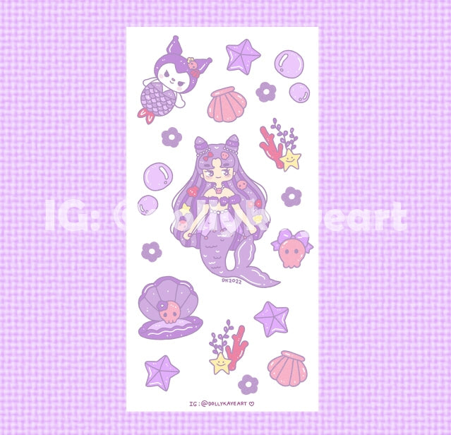 Pastel Kuromi and Melody Mermaids Sticker Sheets