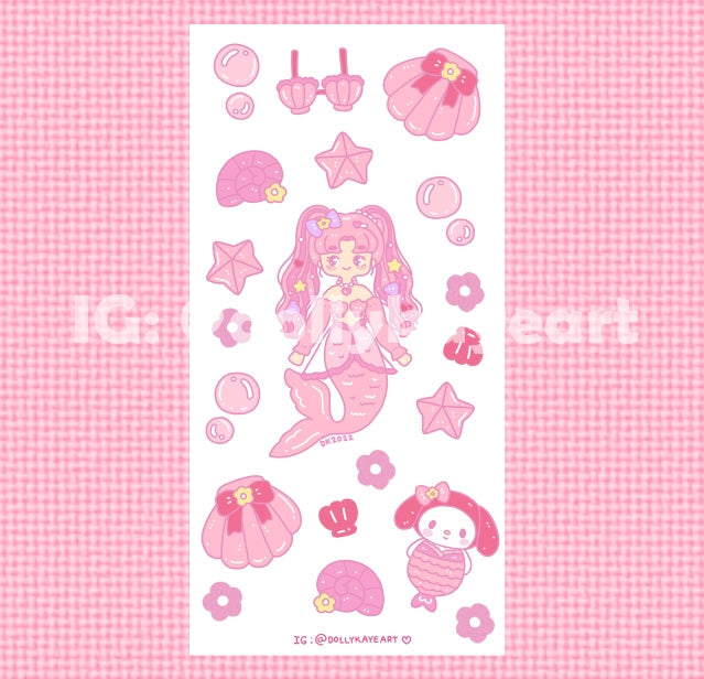 Pastel Kuromi and Melody Mermaids Sticker Sheets