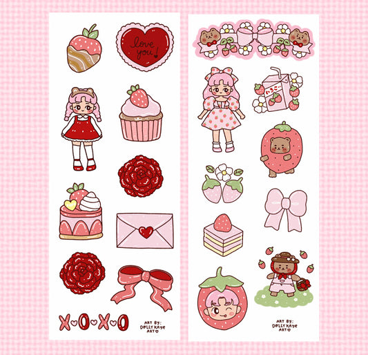Strawberry Sticker Sheets (Red and Pink)